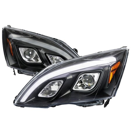 Overtime DRL LED Projector Headlights for 2007-2011 Honda CRV - Black OV3753264